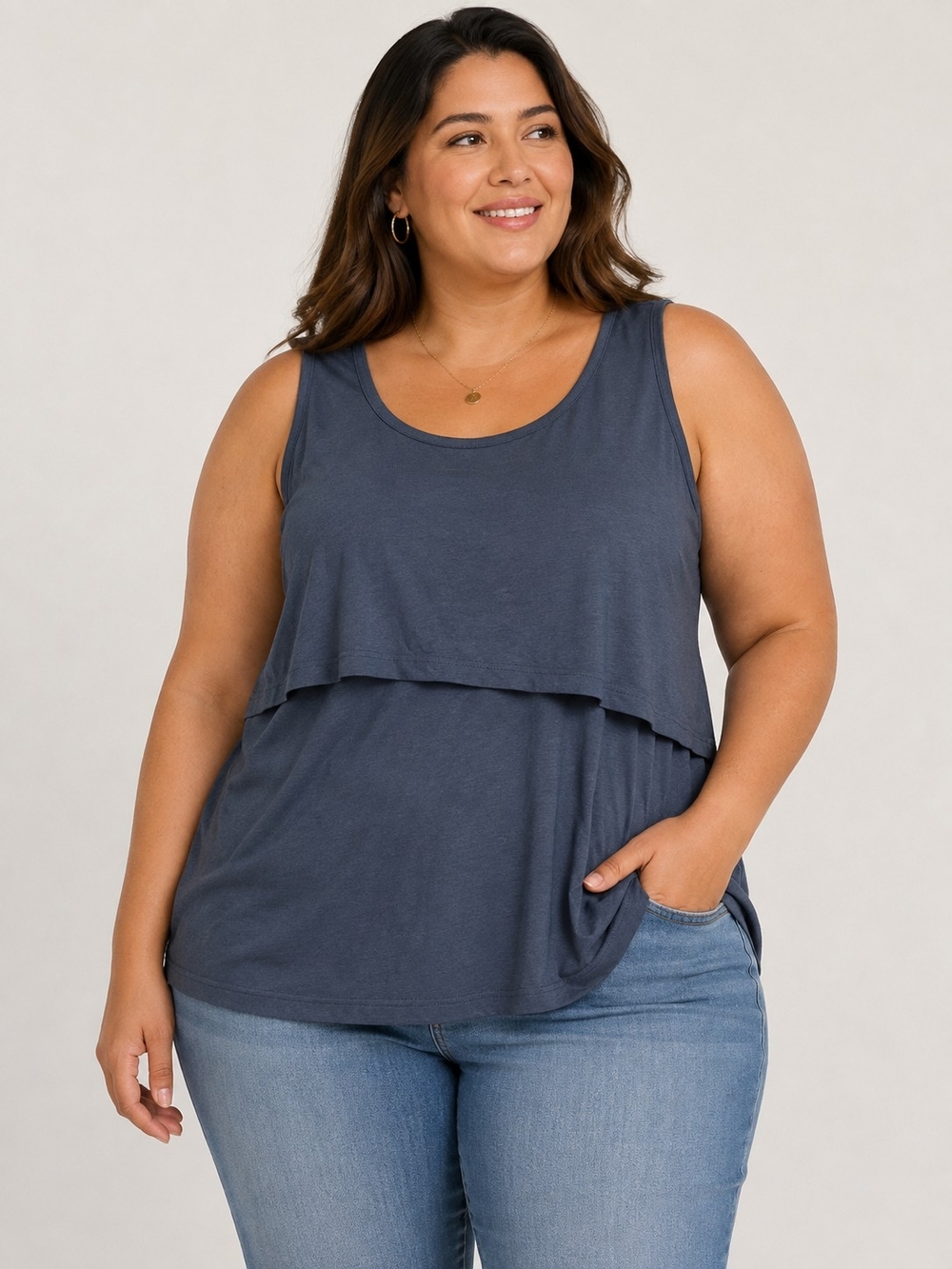 Kindred Bravely Layered Nursing Tank Top - Slate